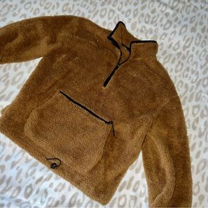 TAN SHERPA HALF ZIP SWEATSHIRT